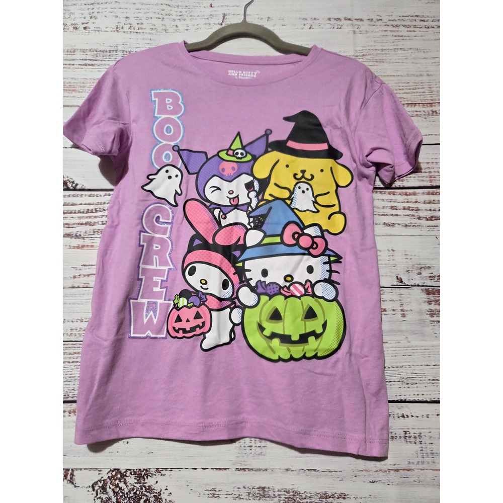 Sanrio Hello Kitty Halloween Boo Crew Purple Graphic Tee Kids Large 10-12